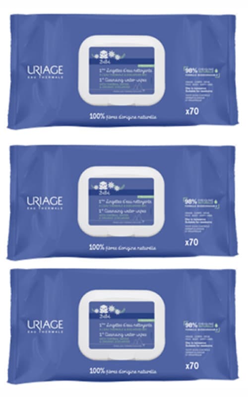 [ユリアージュ]ベビー クレンジングシート　70シート　3個セット<br> [URIAGE]  1ERE EAU NETTOYANT SANS RINCAGE LINGETTES 70sheets 3pcs
