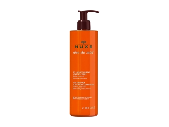 [ニュクス] レーブドミエル フェイス ＆ ボディ ジェル ソープ（乾燥肌、敏感肌用）400ml<br>[NUXE] REVE DE MIEL GEL LAVANT SURGRAS VISAGE ET CORPS 400ml
