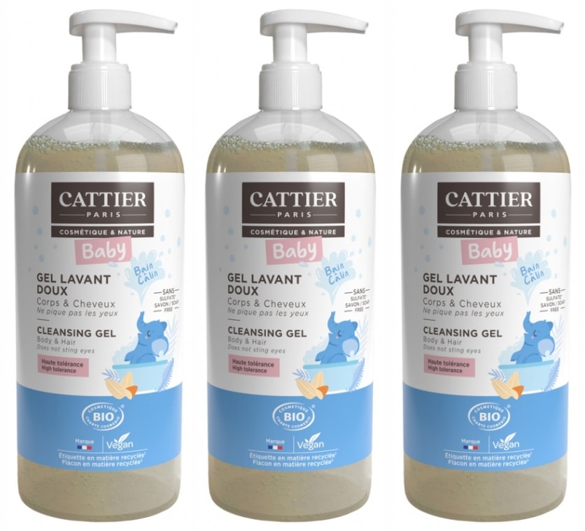 [カティエ] ジェルソープ -ベビー用お得サイズ 500ml 3本セット<br>[CATTIER] GEL LAVANT DOUX (BEBE) 500ml