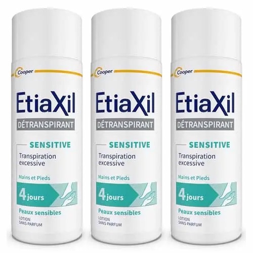 [エティアキシル]トリートメント　デトランスピラン　ローション　手と足用　敏感肌用 100ml 3個セット<br>[ETIAXIL]TRAITEMENT DETRANSPIRANT LOTION MAINS ET PIEDS PEUX SENSIBLES PEUX SENSIBLES　3PCS