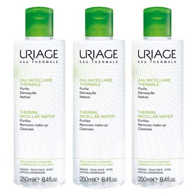 [ユリアージュ] サーマル クレンジングウォーター　オイリー肌・混合肌　250ml  3本セット<br>[URIAGE] EAU MICELLAIRE THERMALE HYDRATANTE DEMAQUILLE NETTOIE 250ML PEAUX MIX GRASSE