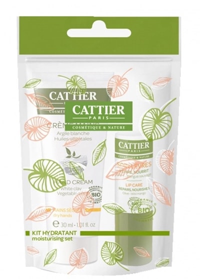 【カティエ】ハンドクーム　30ml　＆　リップスティック　4g<br>【CATTIER】CREME MAINS ULTRA NOURISSANTE 30ml ET SOIN LEVRE STICK BIO 4g