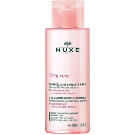 [ニュクス]  ヴェリィ ローズ ミセラー クレンジング ウォーター 3in1 400ml オールスキンタイプから敏感肌用<br>[NUXE] VERY ROSE EAU MICELLAIRE APAISANTE 3 EN 1 TOUES PEAUX, MEME SENSIBLES 400ml 