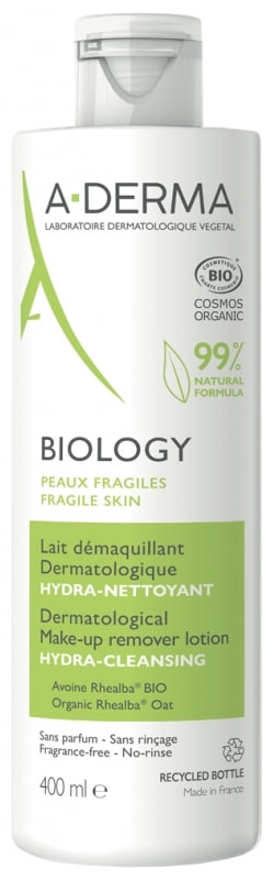 【アデルマ】BIOLOGY ヒドラクレンジングローション（デリケートな肌のバランスを取り戻す, 乾燥を抑え保湿）400ml<br> 【A-DERMA】BIOLOGY LAIT DEMAQUILLANT DERMATOLOGIQUE HYDRA-NETTOYANTE 400ml