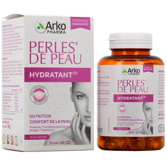 【アルコファーマ】モイスチャライジングスキンパール180カプセル　<br>【ARKOPHARMA】PERLES DE PEAU HYDRATANT 180 CAPSULES