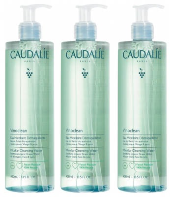 【コーダリー】　ヴィノクリーン　ミセラークレンジングウォター　400ml 3本セット<br>【CAUDALIE】VINOCLEAN EAU MICELLAIRE DEMAQUILLANT 400ml