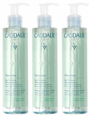 【コーダリー】　ヴィノクリーン　ミセラークレンジングウォター　200ml 3本セット<br>【CAUDALIE】VINOCLEAN EAU MICELLAIRE DEMAQUILLANT 200ml