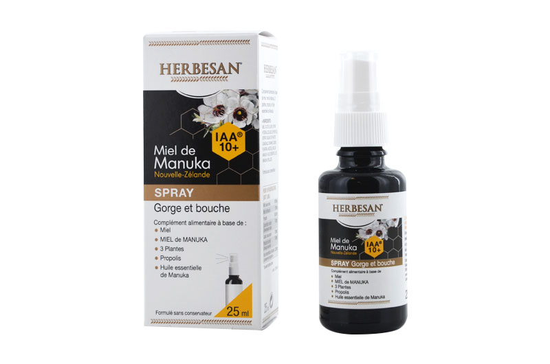 ヘルベサン マヌカハニー喉スプレー　IAA(UMF)10+ MGO263g<br>HERBESAN MIEL DE MANUKA SPRAY GORE ET BOUCHE IAA10+