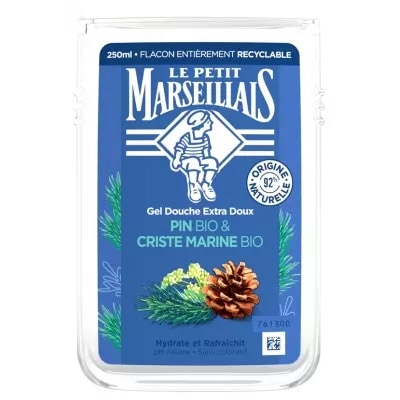 【ル プティ マルセイユ】オーガニック パイン & クリスト マリン シャワー ジェル（肌に潤いを与える,リフレッシュさせる）250ml<br>【LE PETIT MARSEILLAIS】GEL DOUCHE EXTRA DOUX PIN BIO & CRISTE MARINE 250ml