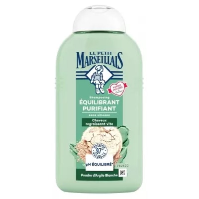 【ル プティ マルセイユ】ホワイト クレイ パウダー ピュリファイング バランシング シャンプー（頭皮のバランスを整える, 皮脂量を調整）250ml<br>【LE PETIT MARSEILLAIS】SHAMPOING EQUILIBRANT PURIFIANT A LA POUDRE D'ARGILE BLANCHE 250ml