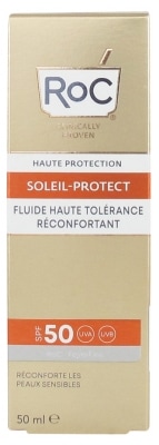 RoC ソレイユ プロテクト ハイ トレランス コンフォーティング フルイド SPF50 50ml<br> ROC SOLEIL-PROTECT FLUIDE HAUTE TOLERANCE RECONFORTANT SPF50 50ml