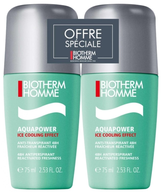 ビオテルム オム アクアパワー アイスクーリング デオドラント 75ml 2個セット<br>BIOTHERM HOMME AQUAPOWER DEODORANT ICE COOLING EFFECT 75ml