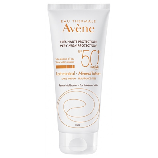 【アベンヌ】ミネラル ミルク SPF50+（ミネラル100％の日焼け止め,耐性のない肌を保護）100ml<br>【AVENE】LAIT MINERAL SPF50+ PEAUX INTOLERANTES 100ml