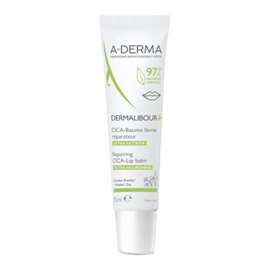 【アデルマ】デルマリボ+CICA リップバーム（荒れた唇を落ち着かせる,唇に保護膜を残す）15ml<br>【A-DERMA】DERMALIBOUR+ CICA BAUME LEVRES REPARATEUR 15ml