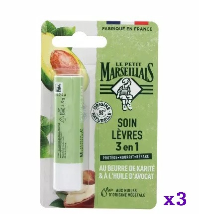 �� �ץƥ� �ޥ륻���� ��åץ��꡼�� 3IN1 4,9g 3�ĥ��å�LE PETIT MARSEILLAIS SOIN LEVRES 3 EN 1 4,9g 3PCS SET