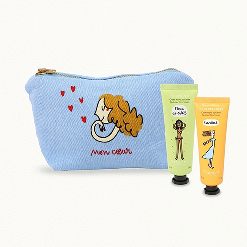 【フラゴナール】ハンドクリームポーチ付き 私の心 (バーベナ&オレンジの花) 30mL ２個入り<br>【FRAGONARD】CREME MAINS EN POCHETTE MON COEUR (VERVEINE & FLEUR D'ORANGER) 30mL 2PCS