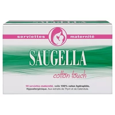 【サウジェラ】コットンタッチ シート １０枚入り<br>【SAUGELLA】COTTON TOUCH 10 SERVIETTES MATERNITE