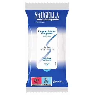 【サウジェラ】ダーモリキッド クレンジング リンジェット 15枚入り<br>【SAUGELLA】DERMOLIQUIDE LINGETTES NETTOYANTES ×15