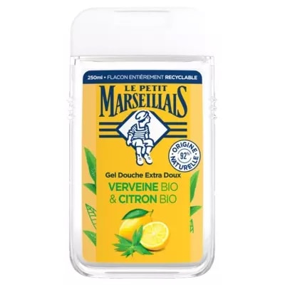 【ル プティ マルセイユ】エクストラジェントルシャワージェル バーベナ＆レモン 250mL<br>【LE PETIT MARSEILLAIS】GEL DOUCHE EXTRA DOUX VERVEINE BIO & CITRON BIO 250mL