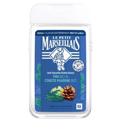 【ル プティ マルセイユ】エクストラジェントルシャワージェル パイン＆シーフェンネル 250mL<br>【LE PETIT MARSEILLAIS】GEL DOUCHE EXTRA DOUX PIN BIO & CRISTE MARINE BIO 250mL
