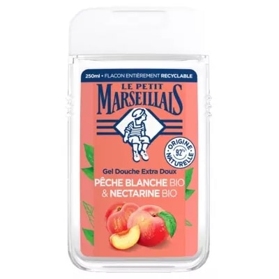 【ル プティ マルセイユ】エクストラジェントルシャワージェル ホワイトピーチ＆ネクタリン 250mL<br>【LE PETIT MARSEILLAIS】GEL DOUCHE EXTRA DOUX PECHE BLANCHE ET NECTARINE BIO 250mL