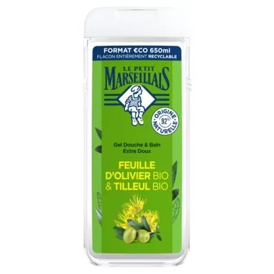 【ル プティ マルセイユ】エクストラジェントルシャワー＆バスジェル オリーブの葉とリンデン  650mL<br>【LE PETIT MARSEILLAIS】GEL DOUCHE & BAIN EXTRA DOUX FEUILLE D'OLIVIER & TILLEUL BIO 650mL