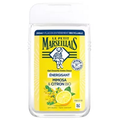 【ル プティ マルセイユ】エクストラジェントルシャワージェル ミモザ＆レモン 250mL<br>【LE PETIT MARSEILLAIS】GEL DOUCHE EXTRA DOUX MIMOSA & CITRON BIO 250mL