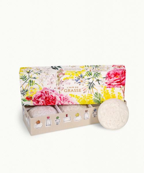 フラゴナール 2026年の香り エアー・ド・グラース ソープ コフレ 75mlＸ3<br> FRAGONARD COFFRET 2026 FLEUR DE L'ANNEE SERIES L'AIR DE GRASSE  SAVONS 75mlX3