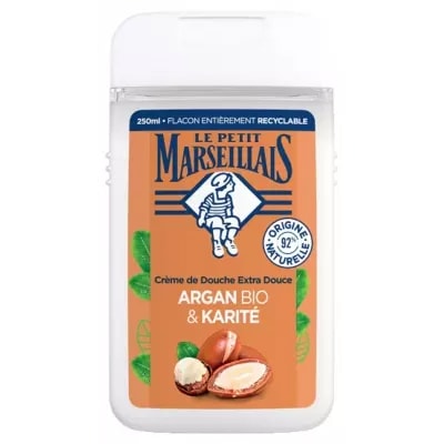 【ル プティ マルセイユ】エクストラジェントルシャワークリーム アルガン＆シアバター配合 250mL<br>【LE PETIT MARSEILLAIS】CREME DE DOUCHE EXTRA DOUCE ARGAN BIO & KARITE 250mL