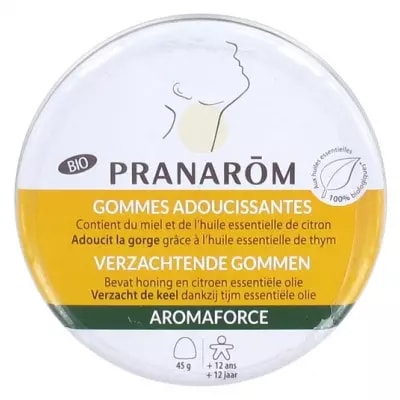 【プラナロム】アロマフォース オーガニック ハニーレモン のど飴 45g<br>【PRANAROM】AROMAFORCE GOMMES ADOUCISSANTES MIEL/CITRON 45g