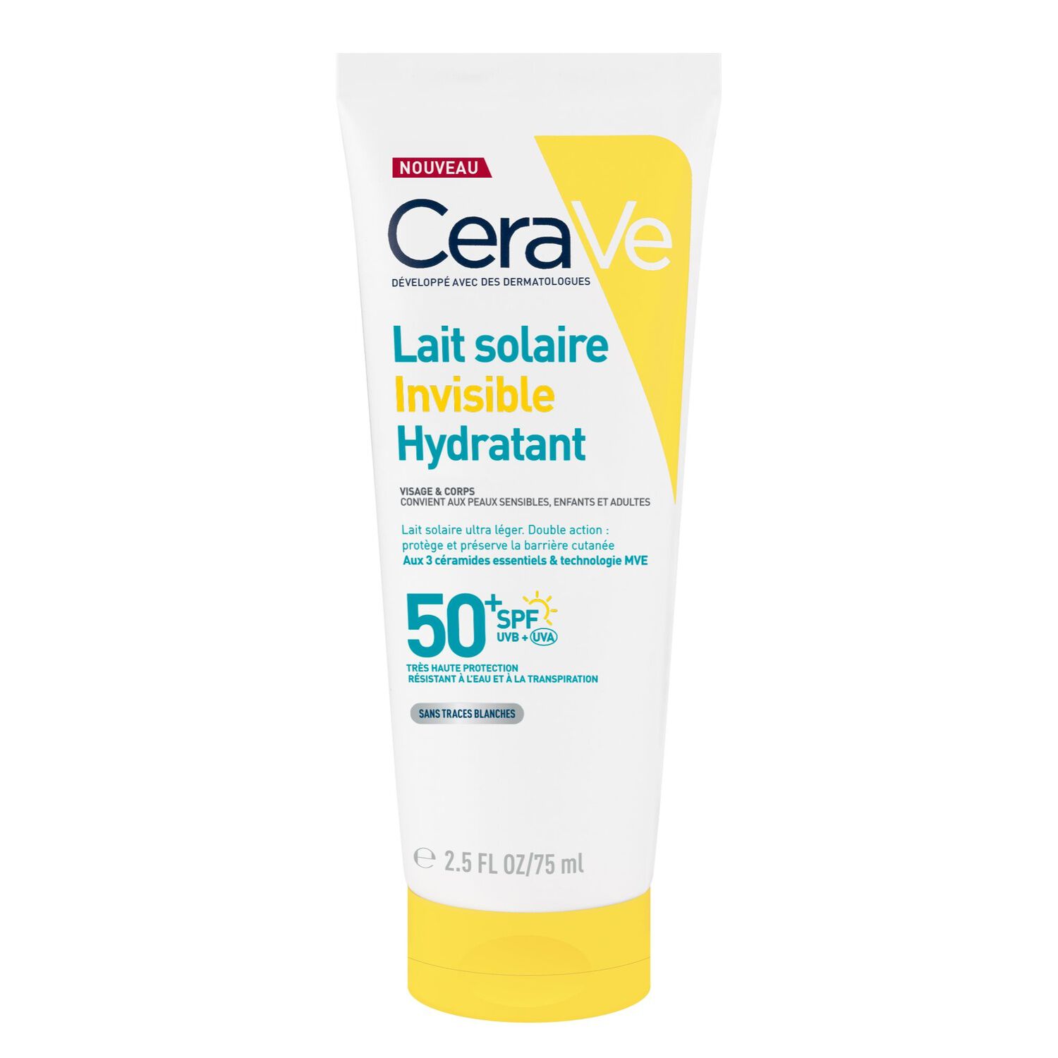 セラヴィ インビジブル ハイドレイティング サンスクリーン SPF50 75ml<br>CeraVe LAIT SOLAIRE INVISIBLE HYDRATANT SPF50 75ml