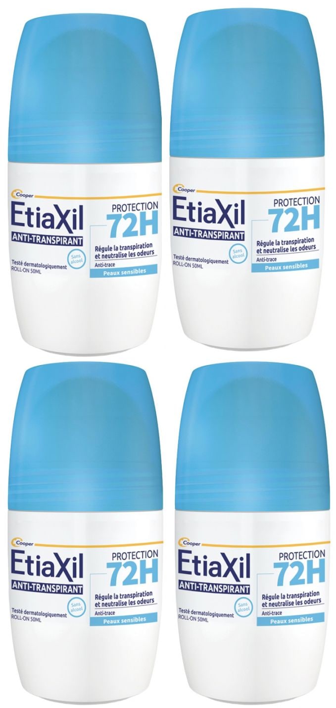 エティアキシル 72時間制汗デオドラント（敏感肌用ロールオンタイプ）50ml 4個セット<br>ETIAXIL DEODORANT ANTI-TRANSPIRANT PROTECTION 72H ROLL-ON 50ml 4pcs