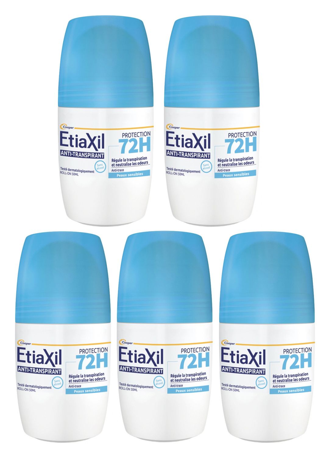 エティアキシル 72時間制汗デオドラント（敏感肌用ロールオンタイプ）50ml 5個セット<br>ETIAXIL DEODORANT ANTI-TRANSPIRANT PROTECTION 72H ROLL-ON 50ml 5pcs