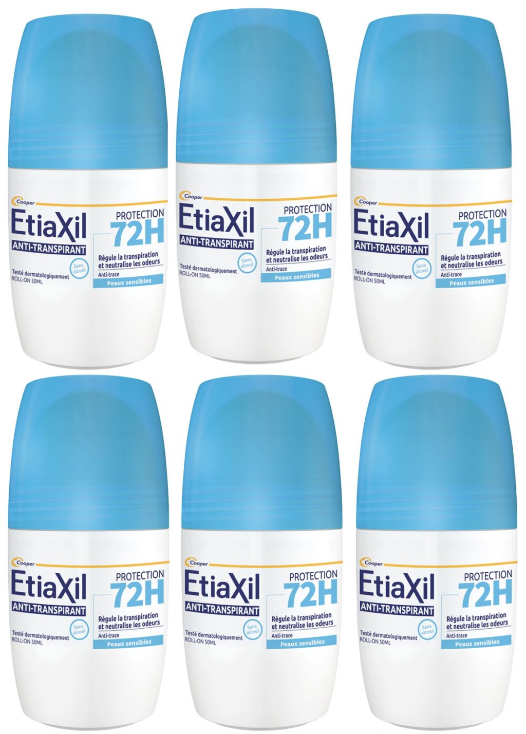 エティアキシル 72時間制汗デオドラント（敏感肌用ロールオンタイプ）50ml 6個セット<br>ETIAXIL DEODORANT ANTI-TRANSPIRANT PROTECTION 72H ROLL-ON 50ml 6pcs