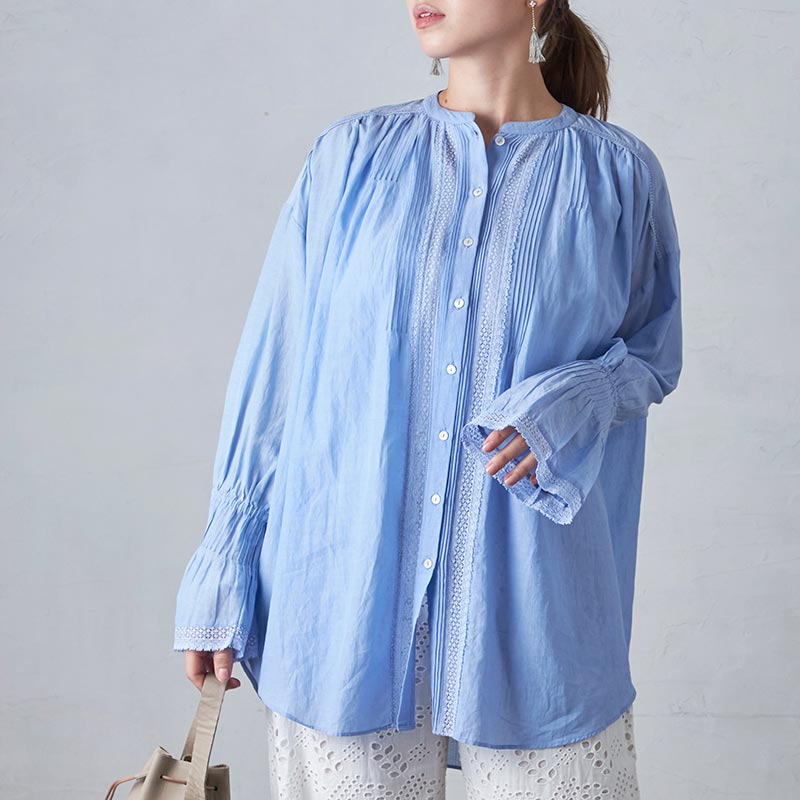 *ポリエステル 梨地 胸元レース 後リボン チュニックブラウスハンドメイド 小室安未さん着用2wayダブルリボンチュニックブラウス | N. Natural