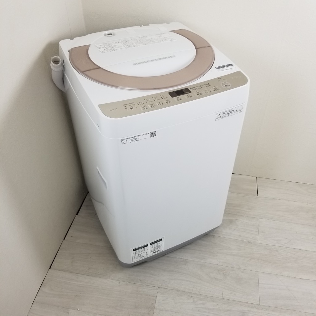 中古 7.0kg 送風乾燥機能 全自動洗濯機 シャープ 2018年製 槽クリーン 