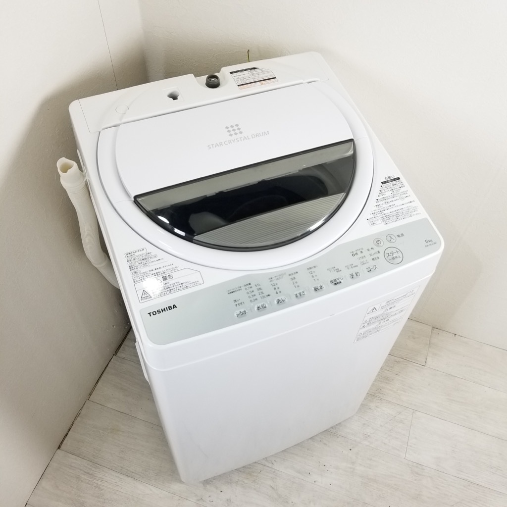 中古 風乾燥 全自動洗濯機 東芝 6.0kg AW-6G6 2018年製 グランホワイト 