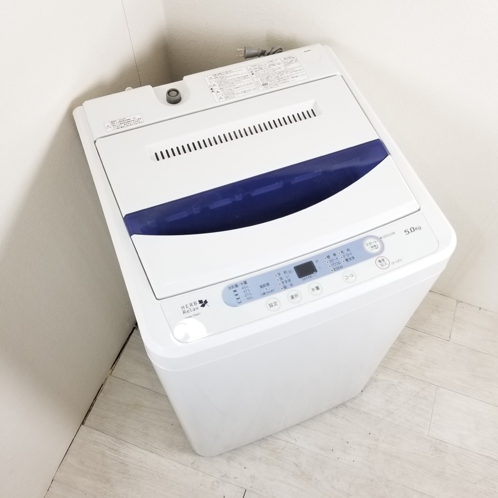 中古 5.0kg 全自動洗濯機 YWM-T50A1 ヤマダ電機 ブルー 2016年