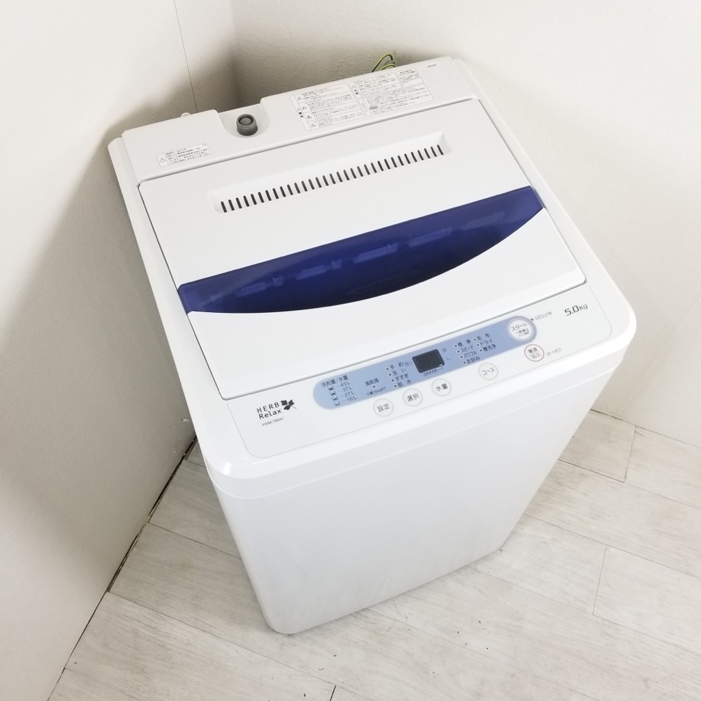 中古 5.0kg 全自動洗濯機 YWM-T50A1 ヤマダ電機 ブルー 2017年