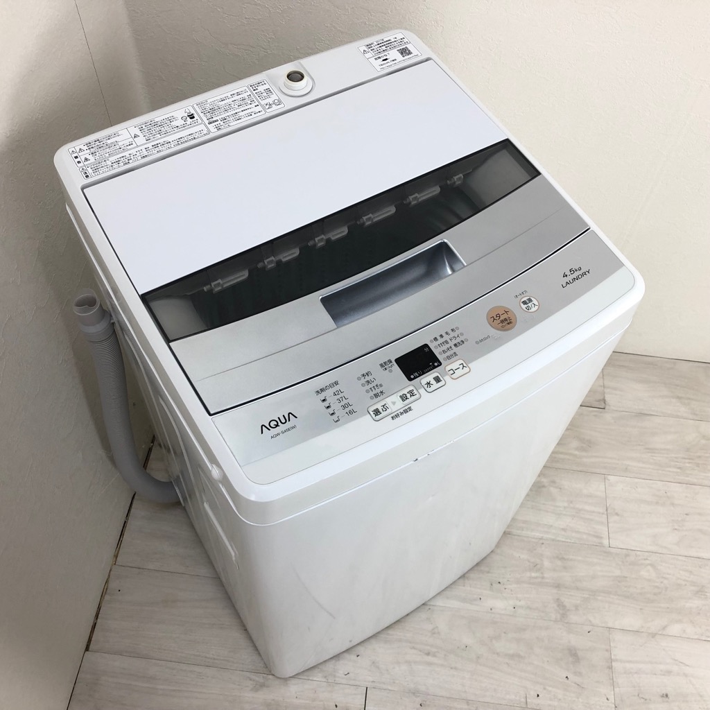 中古 高年式 全自動洗濯機 4.5kg ハイアール アクア AQW-S45E-W 2017年