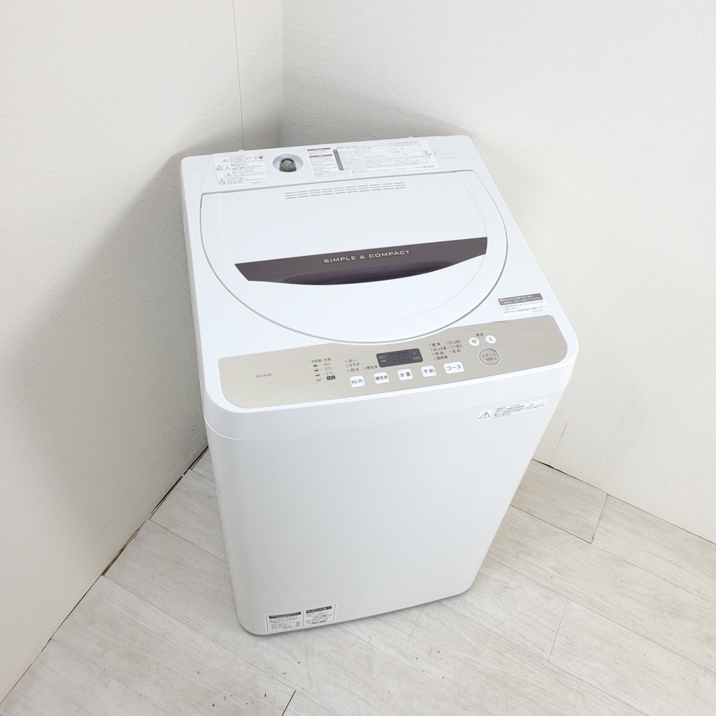 中古 全自動洗濯機 送風乾燥 4.5kg ベージュ系カラー シャープ ES-GE4B  