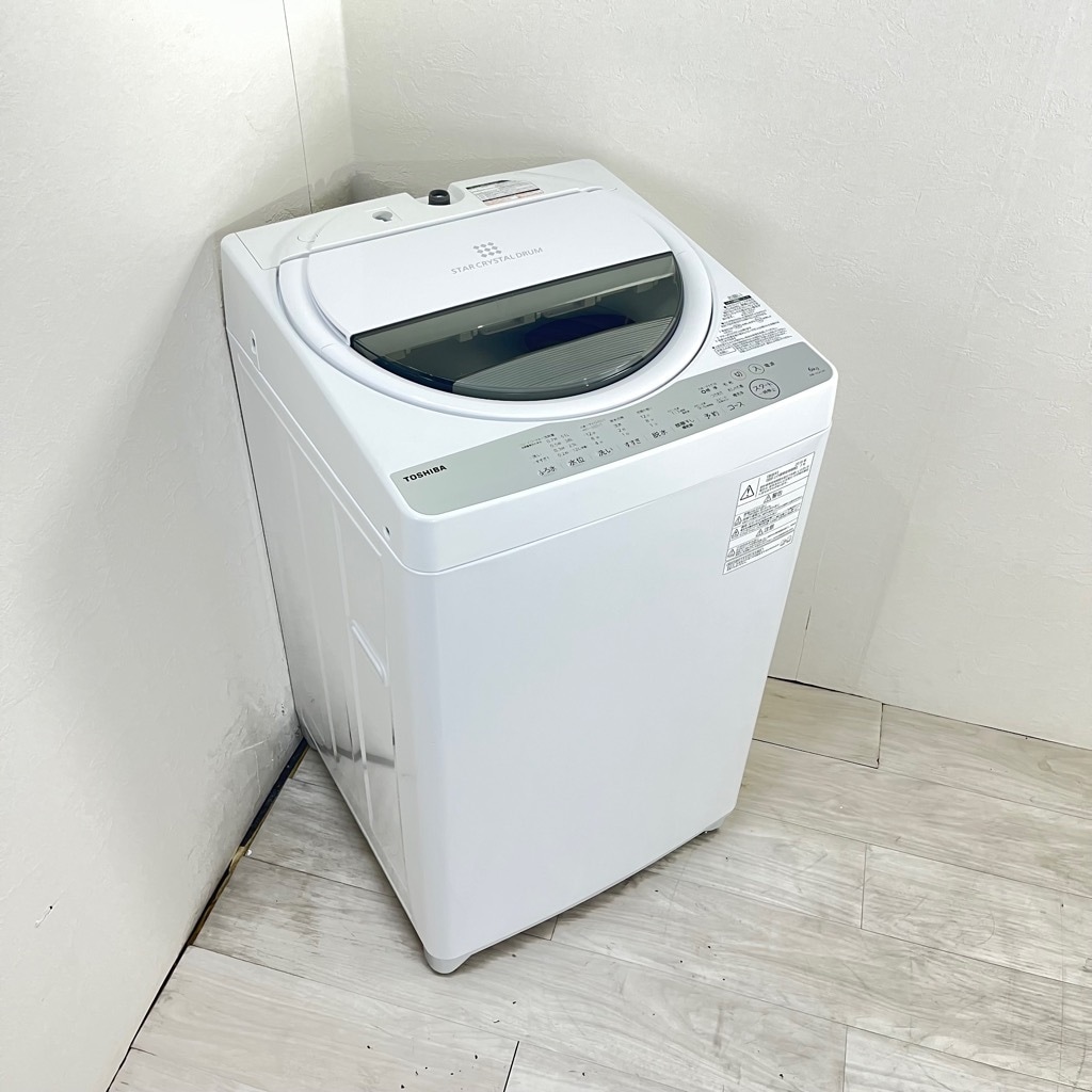 中古 風乾燥 全自動洗濯機 東芝 6.0kg AW-6G6 2019年製 グランホワイト