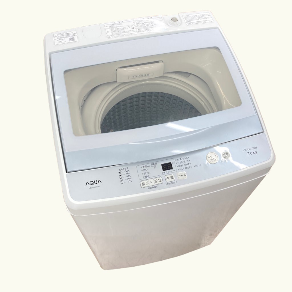 中古 7.0kg 全自動洗濯機 アクア AQW-NJ7F 2018年製造 6ヶ月保証付き