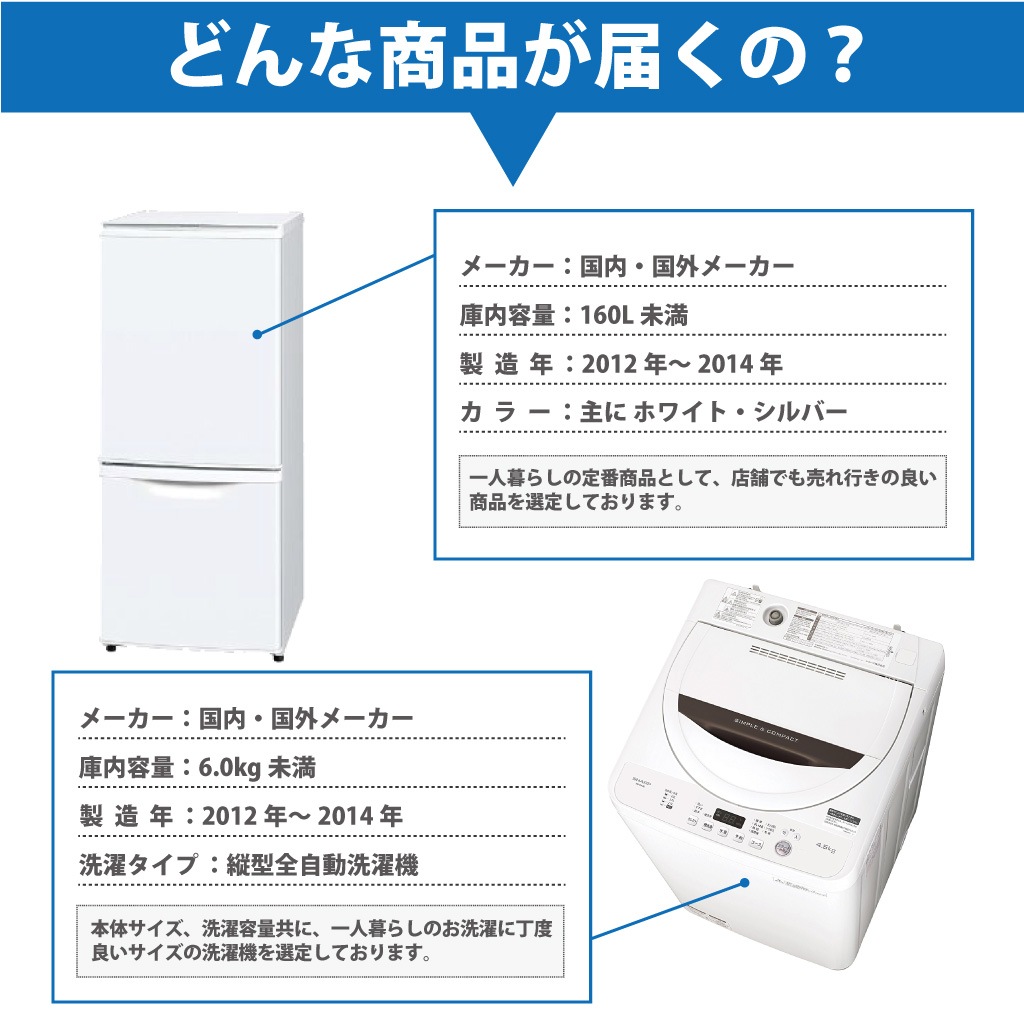 中古家電セット 冷蔵庫 洗濯機 2点セット 12年 14年 おまかせセレクト 6ヶ月保証付き