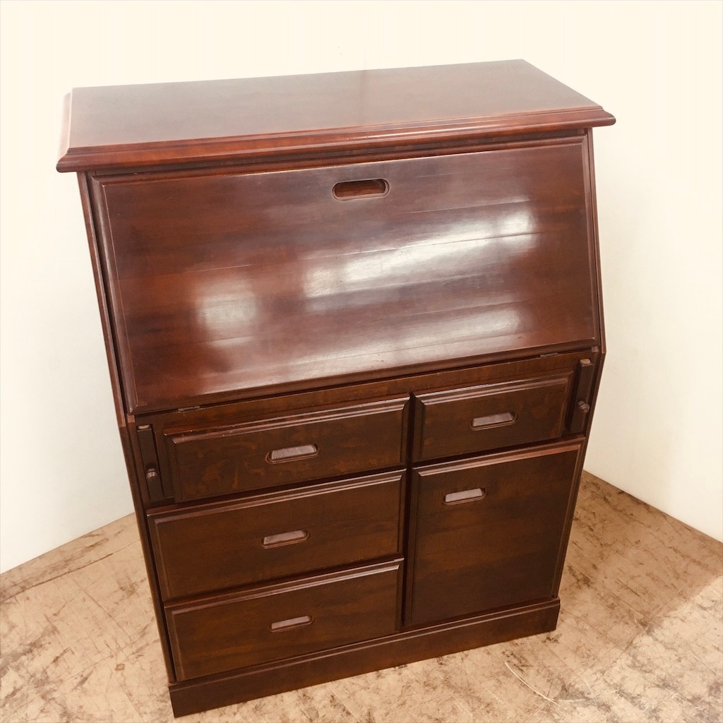 中古 さくら工芸 ライティングデスク ライティングビューロー 81×45×102.5
