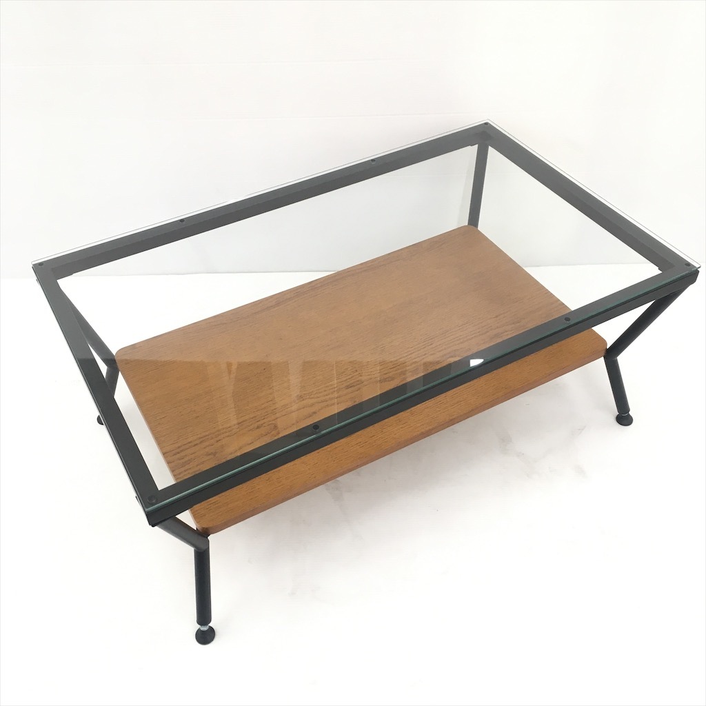 中古 美品 バルス メリオル コーヒーテーブルL ガラス天板 W90×D55×H37