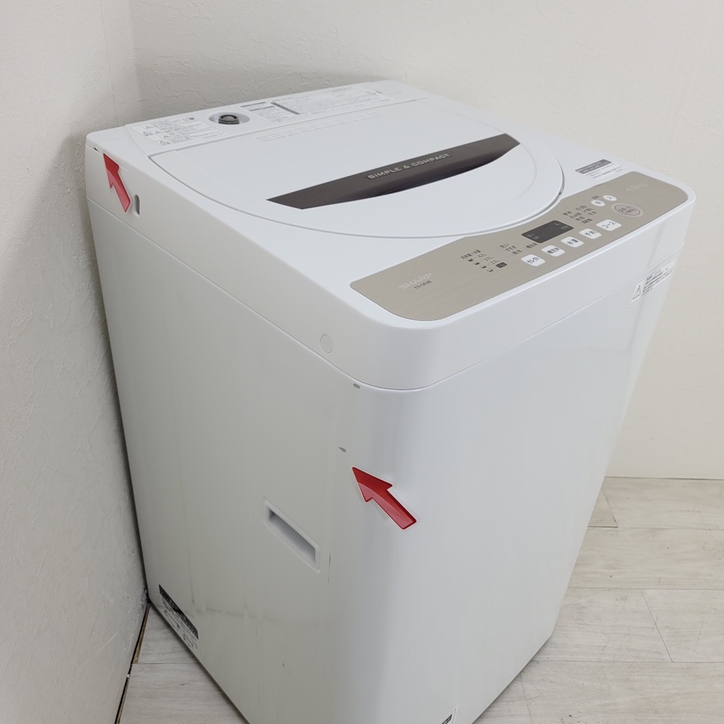 中古 全自動洗濯機 送風乾燥 4.5kg ベージュ系カラー シャープ ES-GE4B 中古 全自動洗濯機 送風乾燥 4.5kg ベージュ系カラー シャープ ES-GE4B