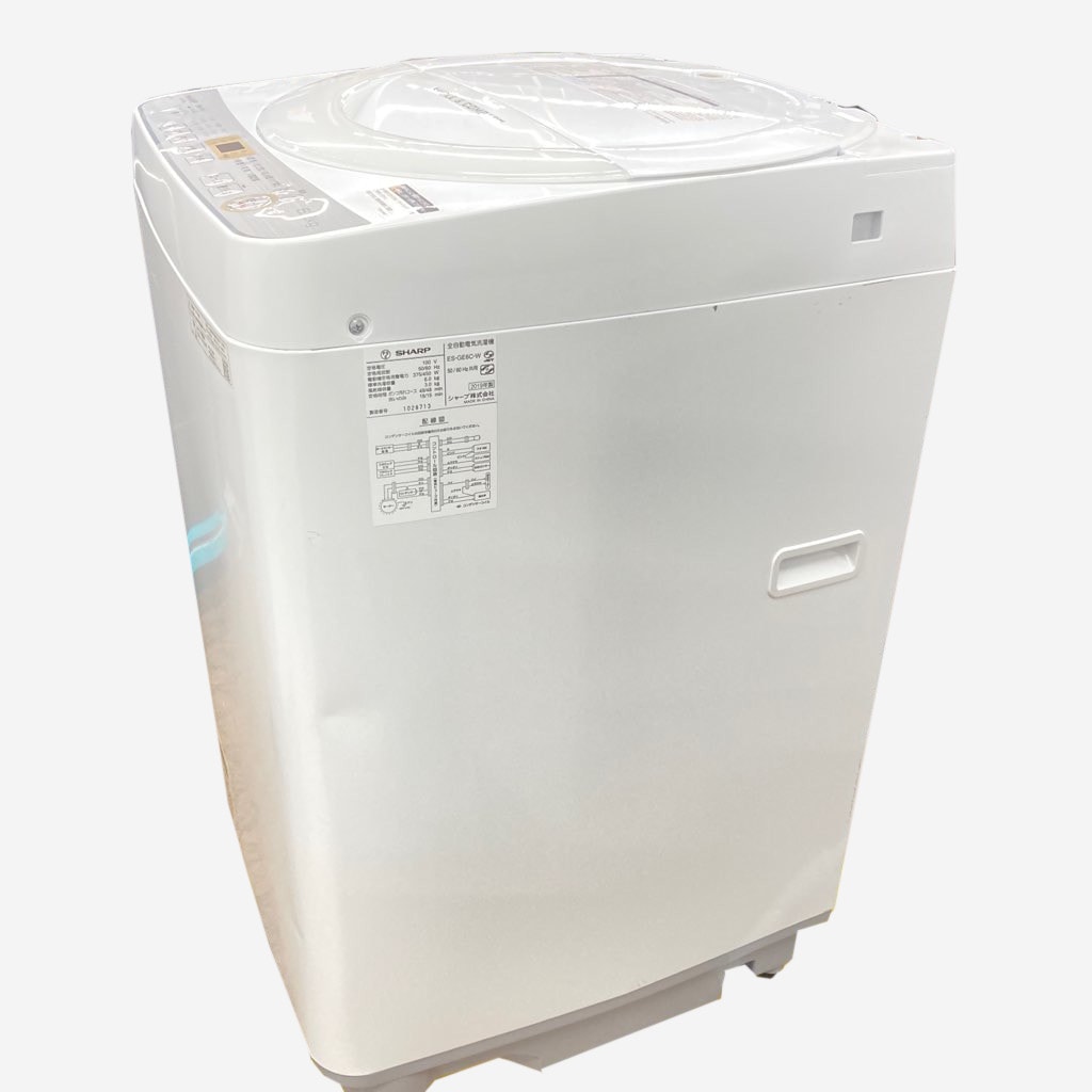 中古 6.0kg 全自動洗濯機 シャープ ES-GE6C-W プラズマクラスター送風