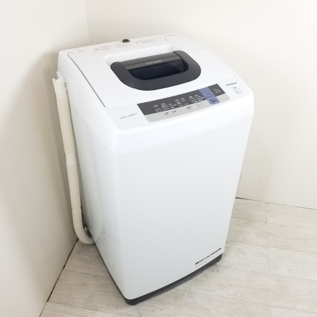 中古 高年式 5.0kg 全自動洗濯機 ピュアホワイト 日立 NW-50C 2019年 