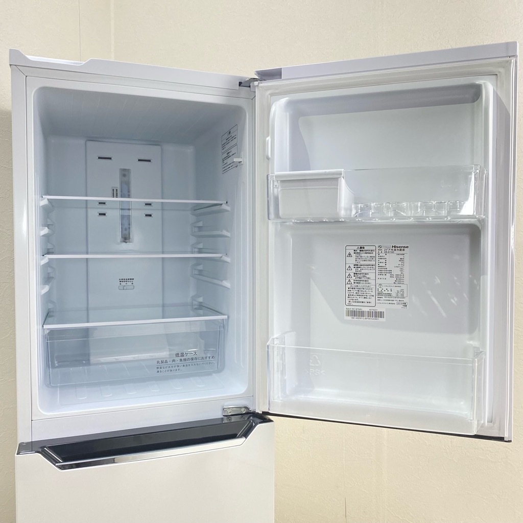 中古 2ドア冷蔵庫 自動霜取りファン式 ハイセンス 150L HR-D15C 2019年 